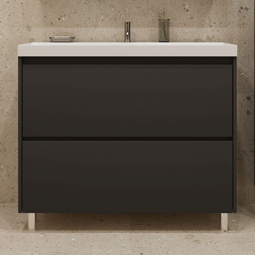 Stella Polare Тумба под раковину Борнео 100 Люкс графит матовый – фотография-6